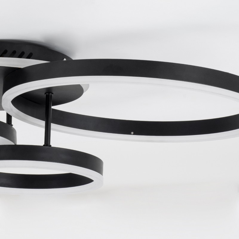 GloboStar® VENOM 61123 Φωτιστικό Οροφής Δαχτυλίδι-Κύκλος LED CCT 100W 12100lm 360° AC 220-240V - Εναλλαγή Φωτισμού μέσω Τηλεχειριστηρίου All In One Ψυχρό 6000k+Φυσικό 4500k+Θερμό 2700k Dimmable Φ25+30+40cm+BackLight - Μαύρο - 3 Years Warranty
