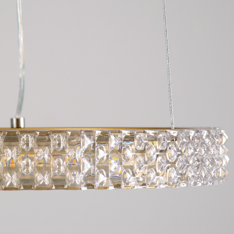 GloboStar® DIAMOND 61127 Κρεμαστό Φωτιστικό Δαχτυλίδι-Κύκλος LED CCT 20W 2356lm 360° AC 220-240V - Εναλλαγή Φωτισμού μέσω Τηλεχειριστηρίου All In One Ψυχρό 6000k+Φυσικό 4500k+Θερμό 2700k Dimmable Φ25cm - Χρυσό Βούρτσας - 3 Years Warranty