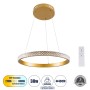 GLOBOSTAR® DIAMOND 61129 Μοντέρνο Κρεμαστό Φωτιστικό Οροφής LED 30W 3513lm 360° AC 220-240V IP20 Ρυθμιζόμενο Λευκό CCT με Χειριστήριο από 2700K έως 6000K Dimmable - Lumileds SMD Chip - Χρυσό Βούρτσας - Μ40 x Π40 x Υ3cm - 3 Χρόνια Εγγύηση