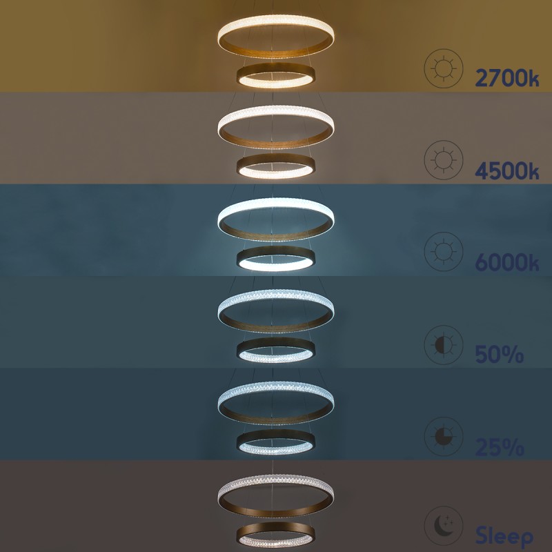 GLOBOSTAR® DIAMOND DUO 61150-DECO Μοντέρνο Κρεμαστό Φωτιστικό Οροφής LED 75W 8743lm 360° AC 220-240V IP20 Ρυθμιζόμενο Λευκό CCT με Χειριστήριο από 2700K έως 6000K Dimmable - Lumileds SMD Chip - Μαύρο - Μ60 x Π60 x Υ40cm - 3 Χρόνια Εγγύηση