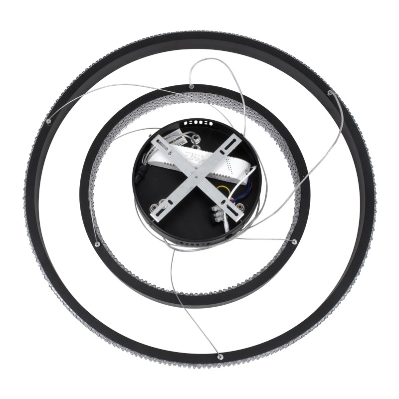 GLOBOSTAR® DIAMOND DUO 61150-DECO Μοντέρνο Κρεμαστό Φωτιστικό Οροφής LED 75W 8743lm 360° AC 220-240V IP20 Ρυθμιζόμενο Λευκό CCT με Χειριστήριο από 2700K έως 6000K Dimmable - Lumileds SMD Chip - Μαύρο - Μ60 x Π60 x Υ40cm - 3 Χρόνια Εγγύηση