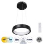 GLOBOSTAR® NEMESIS 61152 Μοντέρνο Κρεμαστό Φωτιστικό Οροφής LED 20W 2356lm 360° AC 220-240V IP20 Ρυθμιζόμενο Λευκό CCT με Χειριστήριο από 2700K έως 6000K Dimmable - Lumileds SMD Chip - Μαυρό Ματ - Μ25 x Π25 x Υ4cm - 3 Χρόνια Εγγύηση