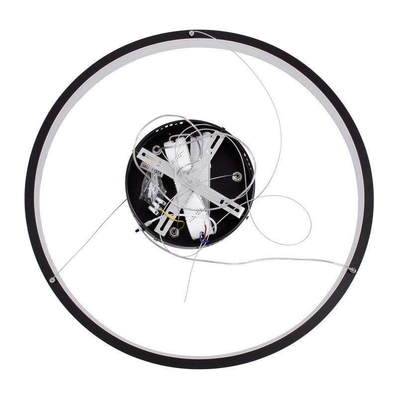 GloboStar® NEMESIS 61158 Κρεμαστό Φωτιστικό Δαχτυλίδι-Κύκλος LED CCT 45W 5230lm 360° AC 220-240V - Εναλλαγή Φωτισμού μέσω Τηλεχειριστηρίου All In One Ψυχρό 6000k+Φυσικό 4500k+Θερμό 2700k Dimmable Φ60cm - Μαύρο - 3 Years Warranty
