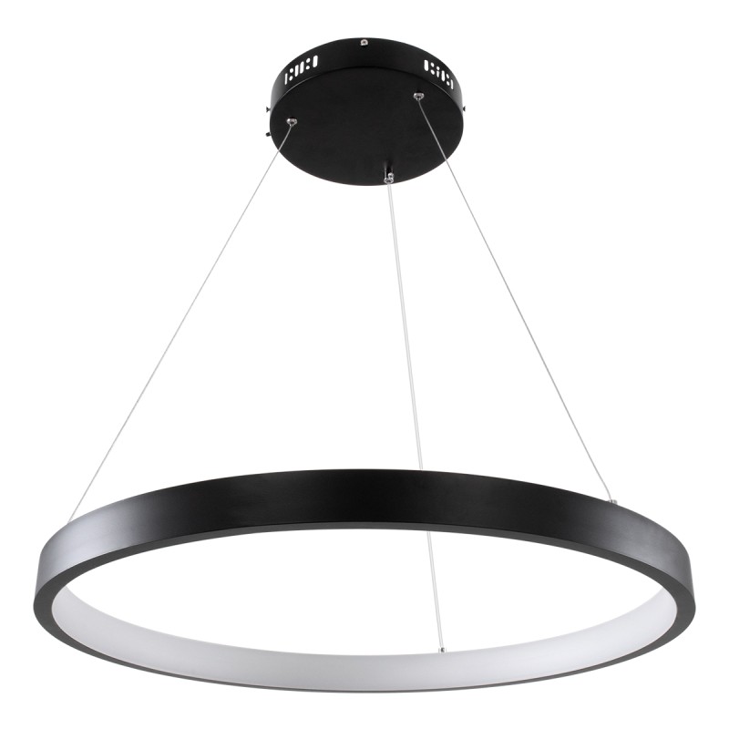 GloboStar® NEMESIS 61158 Κρεμαστό Φωτιστικό Δαχτυλίδι-Κύκλος LED CCT 45W 5230lm 360° AC 220-240V - Εναλλαγή Φωτισμού μέσω Τηλεχειριστηρίου All In One Ψυχρό 6000k+Φυσικό 4500k+Θερμό 2700k Dimmable Φ60cm - Μαύρο - 3 Years Warranty