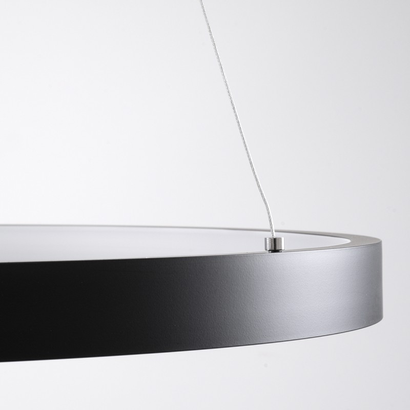 GloboStar® NEMESIS 61158 Κρεμαστό Φωτιστικό Δαχτυλίδι-Κύκλος LED CCT 45W 5230lm 360° AC 220-240V - Εναλλαγή Φωτισμού μέσω Τηλεχειριστηρίου All In One Ψυχρό 6000k+Φυσικό 4500k+Θερμό 2700k Dimmable Φ60cm - Μαύρο - 3 Years Warranty