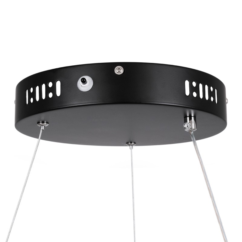 GloboStar® NEMESIS 61158 Κρεμαστό Φωτιστικό Δαχτυλίδι-Κύκλος LED CCT 45W 5230lm 360° AC 220-240V - Εναλλαγή Φωτισμού μέσω Τηλεχειριστηρίου All In One Ψυχρό 6000k+Φυσικό 4500k+Θερμό 2700k Dimmable Φ60cm - Μαύρο - 3 Years Warranty
