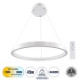 GLOBOSTAR® NEMESIS 61159 Μοντέρνο Κρεμαστό Φωτιστικό Οροφής LED 45W 5230lm 360° AC 220-240V IP20 Ρυθμιζόμενο Λευκό CCT με Χειριστήριο από 2700K έως 6000K Dimmable - Lumileds SMD Chip - Λευκό Ματ - Μ60 x Π60 x Υ4cm - 3 Χρόνια Εγγύηση