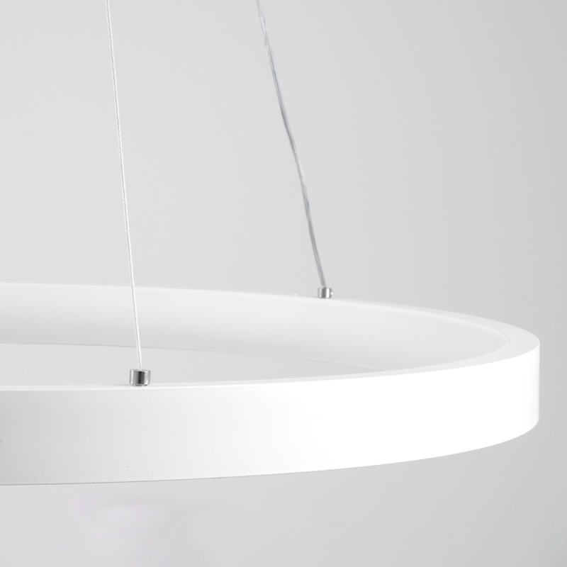 GloboStar® NEMESIS 61159 Κρεμαστό Φωτιστικό Δαχτυλίδι-Κύκλος LED CCT 45W 5230lm 360° AC 220-240V - Εναλλαγή Φωτισμού μέσω Τηλεχειριστηρίου All In One Ψυχρό 6000k+Φυσικό 4500k+Θερμό 2700k Dimmable Φ60cm - Λευκό - 3 Years Warranty