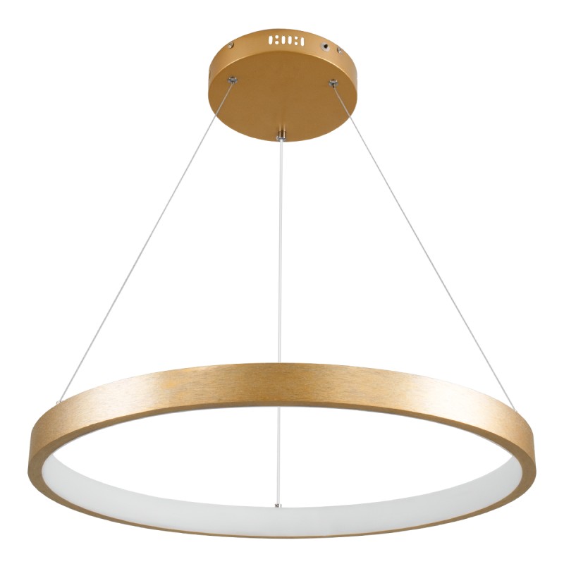 GLOBOSTAR® NEMESIS 61160 Μοντέρνο Κρεμαστό Φωτιστικό Οροφής LED 45W 5230lm 360° AC 220-240V IP20 Ρυθμιζόμενο Λευκό CCT με Χειριστήριο από 2700K έως 6000K Dimmable - Lumileds SMD Chip - Χρυσό Βούρτσας - Μ60 x Π60 x Υ4cm - 3 Χρόνια Εγγύηση