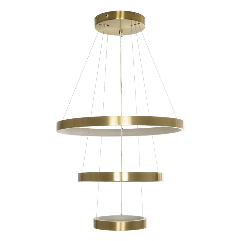 GLOBOSTAR® NEMESIS TRIO 61169-DECO Μοντέρνο Κρεμαστό Φωτιστικό Οροφής LED 100W 12123lm 360° AC 220-240V IP20 Ρυθμιζόμενο Λευκό CCT με Χειριστήριο από 2700K έως 6000K Dimmable - Lumileds SMD Chip - Χρυσό Βούρτσας - Μ60 x Π60 x Υ60cm - 3 Χρόνια Εγγύηση