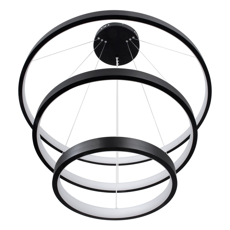GLOBOSTAR® NEMESIS TRIO 61170 Μοντέρνο Κρεμαστό Φωτιστικό Οροφής LED 120W 14723lm 360° AC 220-240V IP20 Ρυθμιζόμενο Λευκό CCT με Χειριστήριο από 2700K έως 6000K Dimmable - Lumileds SMD Chip - Μαύρο Ματ - Μ80 x Π80 x Υ60cm - 3 Χρόνια Εγγύηση
