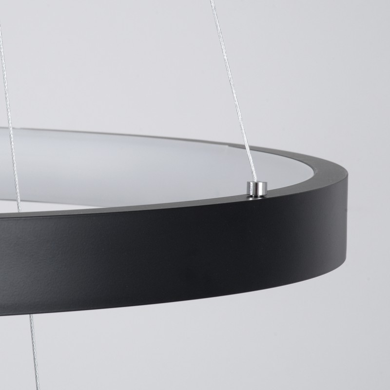 GLOBOSTAR® NEMESIS TRIO 61170-DECO Μοντέρνο Κρεμαστό Φωτιστικό Οροφής LED 120W 14723lm 360° AC 220-240V IP20 Ρυθμιζόμενο Λευκό CCT με Χειριστήριο από 2700K έως 6000K Dimmable - Lumileds SMD Chip - Μαύρο - Μ80 x Π80 x Υ90cm - 3 Χρόνια Εγγύηση