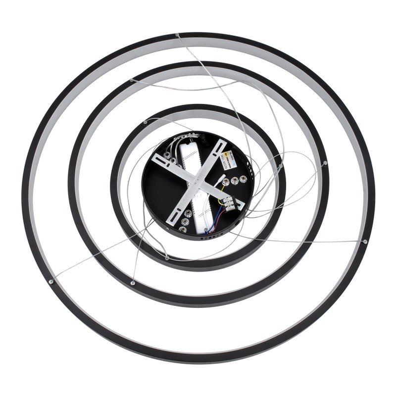 GLOBOSTAR® NEMESIS TRIO 61170-DECO Μοντέρνο Κρεμαστό Φωτιστικό Οροφής LED 120W 14723lm 360° AC 220-240V IP20 Ρυθμιζόμενο Λευκό CCT με Χειριστήριο από 2700K έως 6000K Dimmable - Lumileds SMD Chip - Μαύρο - Μ80 x Π80 x Υ90cm - 3 Χρόνια Εγγύηση