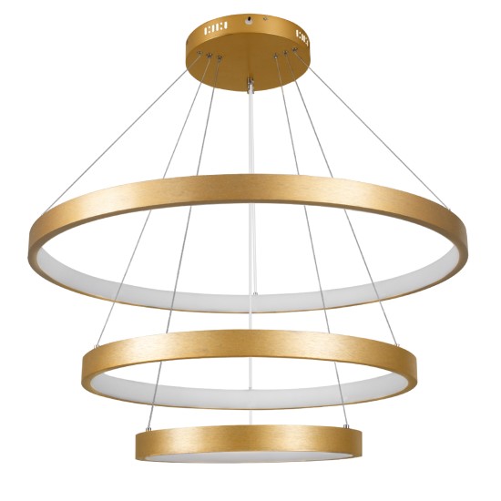 GLOBOSTAR® NEMESIS TRIO 61172-DECO Μοντέρνο Κρεμαστό Φωτιστικό Οροφής LED 120W 14723lm 360° AC 220-240V IP20 Ρυθμιζόμενο Λευκό CCT με Χειριστήριο από 2700K έως 6000K Dimmable - Lumileds SMD Chip - Χρυσό Βούρτσας - Μ40 x Π60 x Υ80cm - 3 Χρόνια Εγγύηση GloboStar® NEMESIS TRIO 61172-DECO Κρεμαστό Φωτιστικό Δαχτυλίδι-Κύκλος LED CCT 120W 14723lm 360° AC 220-240V - Εναλλαγή Φωτισμού μέσω Τηλεχειριστηρίου All In One Ψυχρό 6000k+Φυσικό 4500k+Θερμό 2700k Dimmable Φ40+60+80cm - Χρυσό Βούρτσας - 3 Years Warranty