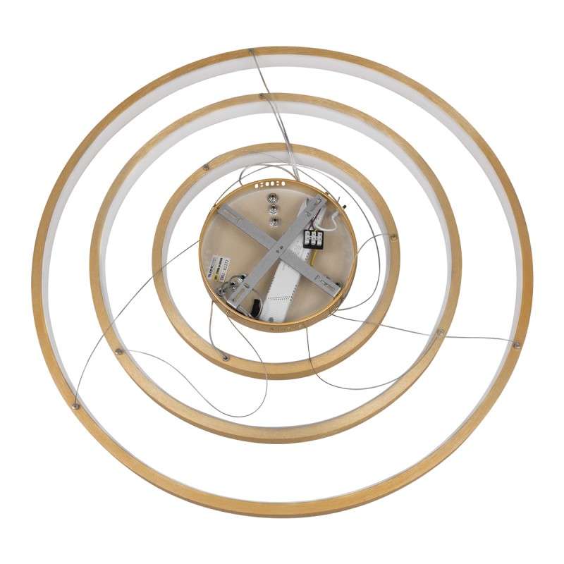 GloboStar® NEMESIS TRIO 61172-DECO Κρεμαστό Φωτιστικό Δαχτυλίδι-Κύκλος LED CCT 120W 14723lm 360° AC 220-240V - Εναλλαγή Φωτισμού μέσω Τηλεχειριστηρίου All In One Ψυχρό 6000k+Φυσικό 4500k+Θερμό 2700k Dimmable Φ40+60+80cm - Χρυσό Βούρτσας - 3 Years Warranty