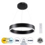 GLOBOSTAR® VENOM 61173 Μοντέρνο Κρεμαστό Φωτιστικό Οροφής LED 30W 3513lm 120° AC 220-240V IP20 Ρυθμιζόμενο Λευκό CCT με Χειριστήριο από 2700K έως 6000K Dimmable - Lumileds SMD Chip - Μαύρο Ματ - Μ40 x Π40 x Υ6.5cm - 3 Χρόνια Εγγύηση