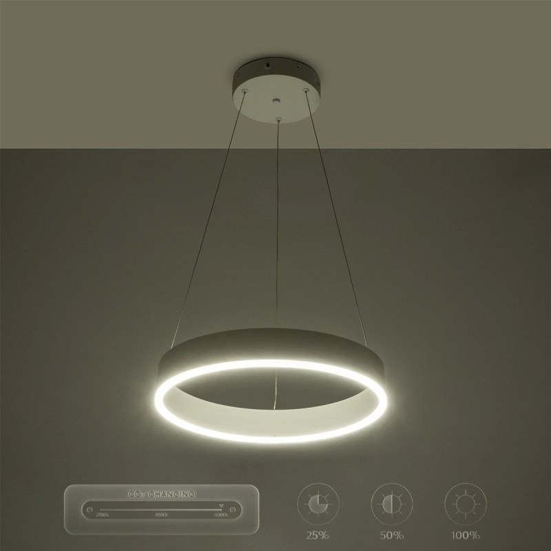 GLOBOSTAR® VENOM 61174 Μοντέρνο Κρεμαστό Φωτιστικό Οροφής LED 30W 3513lm 120° AC 220-240V IP20 Ρυθμιζόμενο Λευκό CCT με Χειριστήριο από 2700K έως 6000K Dimmable - Lumileds SMD Chip - Λευκό Ματ - Μ40 x Π40 x Υ6.5cm - 3 Χρόνια Εγγύηση