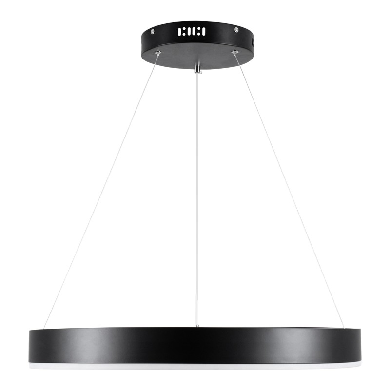 GloboStar® VENOM 61176 Κρεμαστό Φωτιστικό Δαχτυλίδι-Κύκλος LED CCT 45W 5269lm 120° AC 220-240V - Εναλλαγή Φωτισμού μέσω Τηλεχειριστηρίου All In One Ψυχρό 6000K+Φυσικό 4500K+Θερμό 2700K Dimmable Φ60cm - Μαύρο - 3 Years Warranty