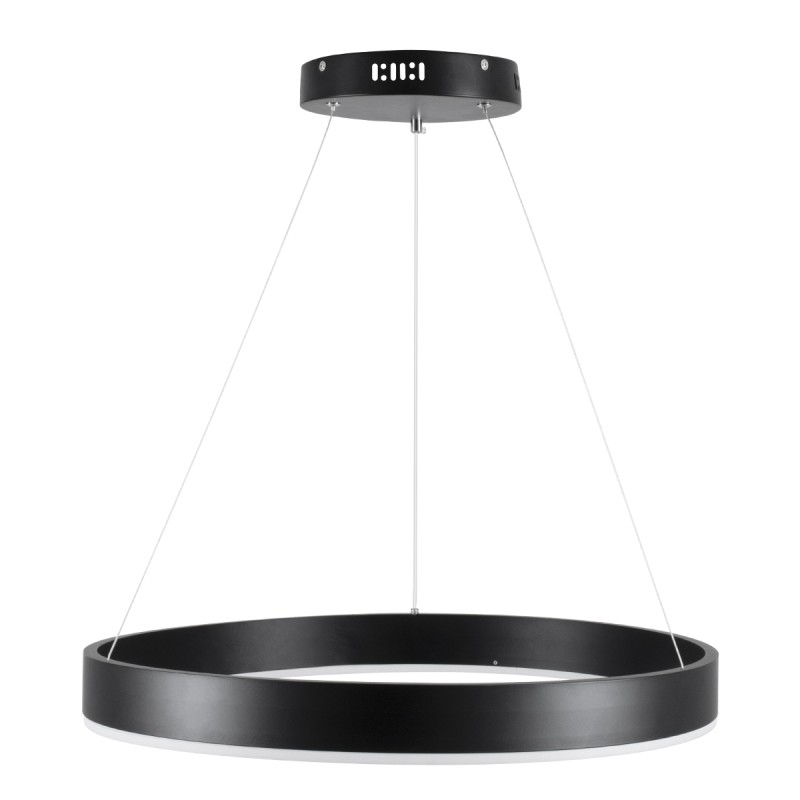 GloboStar® VENOM 61176 Κρεμαστό Φωτιστικό Δαχτυλίδι-Κύκλος LED CCT 45W 5269lm 120° AC 220-240V - Εναλλαγή Φωτισμού μέσω Τηλεχειριστηρίου All In One Ψυχρό 6000K+Φυσικό 4500K+Θερμό 2700K Dimmable Φ60cm - Μαύρο - 3 Years Warranty