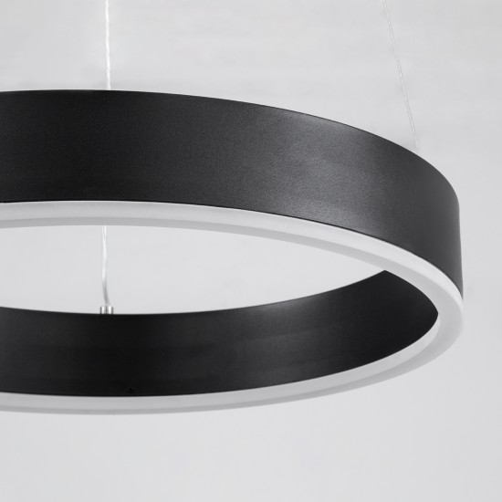 GLOBOSTAR® VENOM 61176 Μοντέρνο Κρεμαστό Φωτιστικό Οροφής LED 45W 5269lm 120° AC 220-240V IP20 Ρυθμιζόμενο Λευκό CCT με Χειριστήριο από 2700K έως 6000K Dimmable - Lumileds SMD Chip - Μαύρο Ματ - Μ60 x Π60 x Υ6.5cm - 3 Χρόνια Εγγύηση GloboStar® VENOM 61176 Κρεμαστό Φωτιστικό Δαχτυλίδι-Κύκλος LED CCT 45W 5269lm 120° AC 220-240V - Εναλλαγή Φωτισμού μέσω Τηλεχειριστηρίου All In One Ψυχρό 6000K+Φυσικό 4500K+Θερμό 2700K Dimmable Φ60cm - Μαύρο - 3 Years Warranty