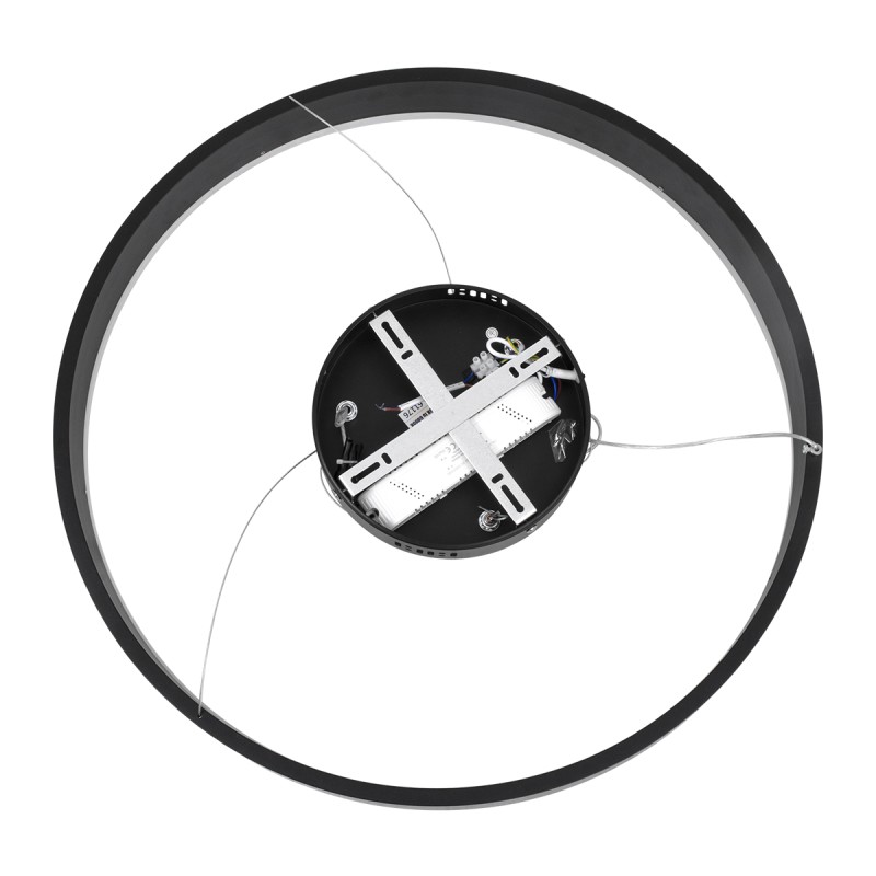 GloboStar® VENOM 61176 Κρεμαστό Φωτιστικό Δαχτυλίδι-Κύκλος LED CCT 45W 5269lm 120° AC 220-240V - Εναλλαγή Φωτισμού μέσω Τηλεχειριστηρίου All In One Ψυχρό 6000K+Φυσικό 4500K+Θερμό 2700K Dimmable Φ60cm - Μαύρο - 3 Years Warranty