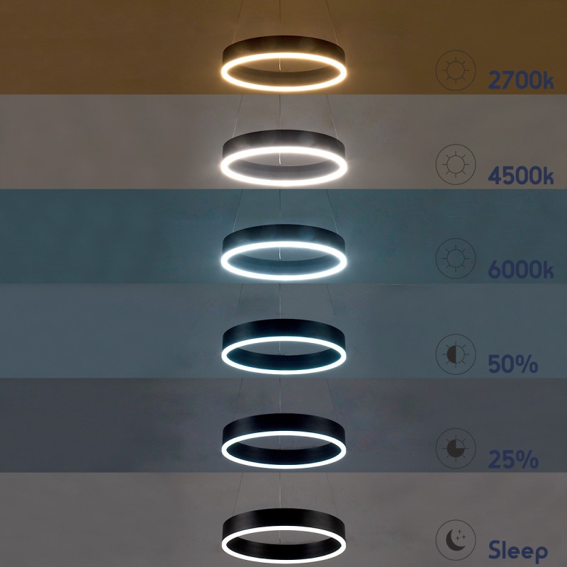 GLOBOSTAR® VENOM 61179 Μοντέρνο Κρεμαστό Φωτιστικό Οροφής LED 67W 7863lm 120° AC 220-240V IP20 Ρυθμιζόμενο Λευκό CCT με Χειριστήριο από 2700K έως 6000K Dimmable - Lumileds SMD Chip - Μαύρο Ματ - Μ80 x Π80 x Υ6.5cm - 3 Χρόνια Εγγύηση