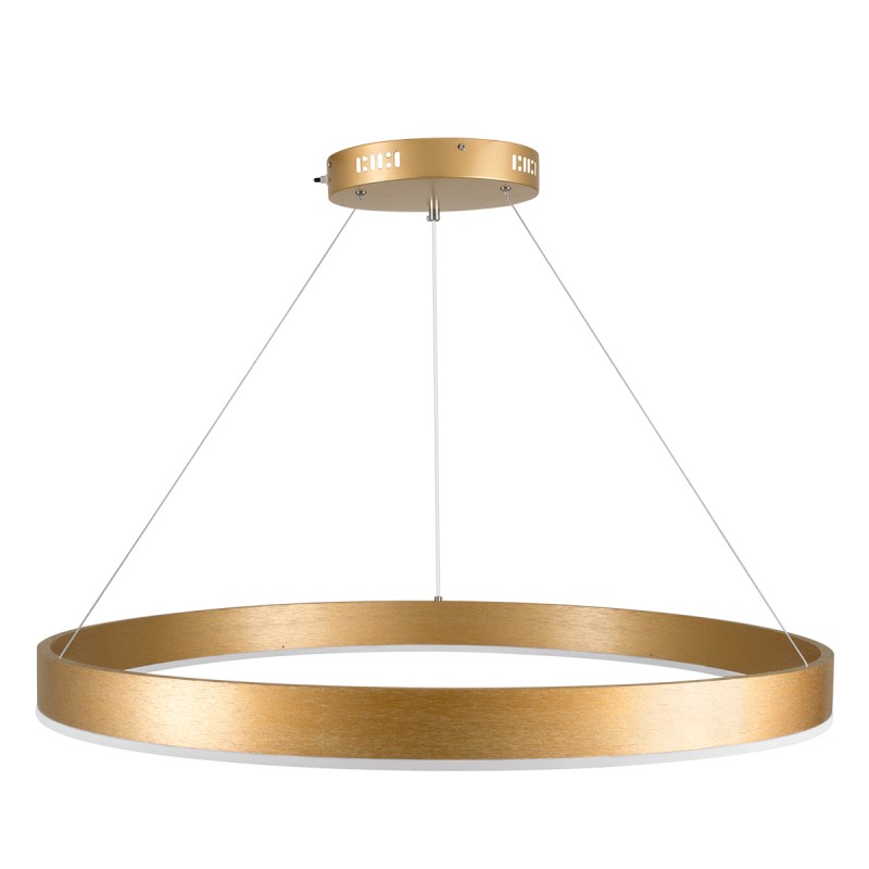 GLOBOSTAR® VENOM 61181 Μοντέρνο Κρεμαστό Φωτιστικό Οροφής LED 67W 7863lm 120° AC 220-240V IP20 Ρυθμιζόμενο Λευκό CCT με Χειριστήριο από 2700K έως 6000K Dimmable - Lumileds SMD Chip - Χρυσό Βούρτσας - Μ80 x Π80 x Υ6.5cm - 3 Χρόνια Εγγύηση