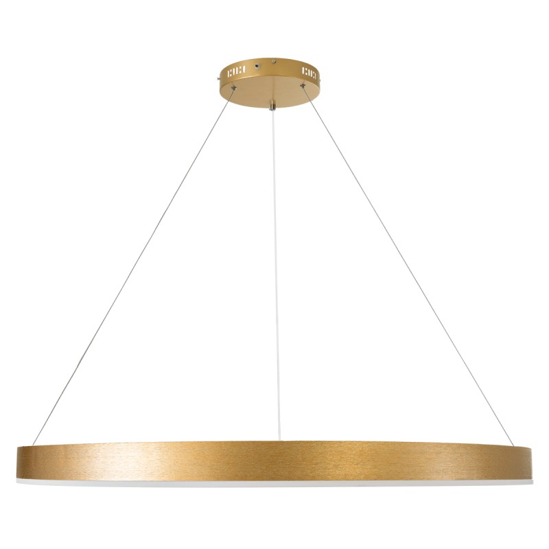 GloboStar® VENOM 61184 Κρεμαστό Φωτιστικό Δαχτυλίδι-Κύκλος LED CCT 75W 8818lm 120° AC 220-240V - Εναλλαγή Φωτισμού μέσω Τηλεχειριστηρίου All In One Ψυχρό 6000K+Φυσικό 4500K+Θερμό 2700K Dimmable Φ100cm - Χρυσό Βούρτσας - 3 Years Warranty