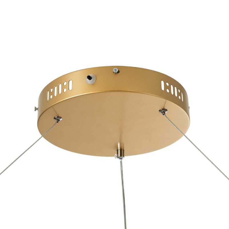 GloboStar® VENOM 61184 Κρεμαστό Φωτιστικό Δαχτυλίδι-Κύκλος LED CCT 75W 8818lm 120° AC 220-240V - Εναλλαγή Φωτισμού μέσω Τηλεχειριστηρίου All In One Ψυχρό 6000K+Φυσικό 4500K+Θερμό 2700K Dimmable Φ100cm - Χρυσό Βούρτσας - 3 Years Warranty