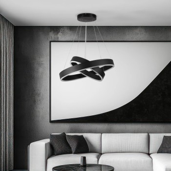 kelvo® VENOM 61185-DECO Μοντέρνο Κρεμαστό Φωτιστικό Οροφής LED 75W 8818lm 120° AC 220-240V IP20 Ρυθμιζόμενο Λευκό CCT με Χειριστήριο από 2700K έως 6000K Dimmable - Lumileds SMD Chip - Μαύρο Ματ - Μ60 x Π60 x Υ40cm - 3 Χρόνια Εγγύηση