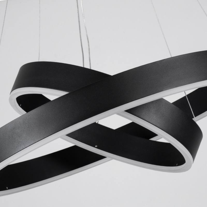 kelvo® VENOM 61185 Μοντέρνο Κρεμαστό Φωτιστικό Οροφής LED 75W 8818lm 120° AC 220-240V IP20 Ρυθμιζόμενο Λευκό CCT με Χειριστήριο από 2700K έως 6000K Dimmable - Lumileds SMD Chip - Μαύρο Ματ - Μ60 x Π60 x Υ40cm - 3 Χρόνια Εγγύηση