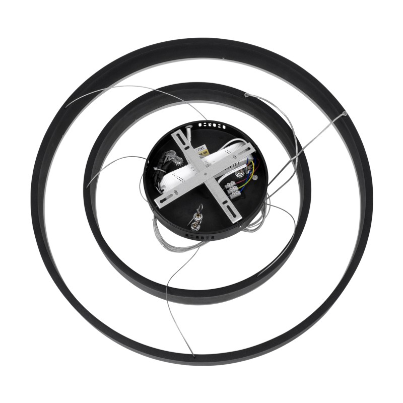 kelvo® VENOM 61185 Μοντέρνο Κρεμαστό Φωτιστικό Οροφής LED 75W 8818lm 120° AC 220-240V IP20 Ρυθμιζόμενο Λευκό CCT με Χειριστήριο από 2700K έως 6000K Dimmable - Lumileds SMD Chip - Μαύρο Ματ - Μ60 x Π60 x Υ40cm - 3 Χρόνια Εγγύηση