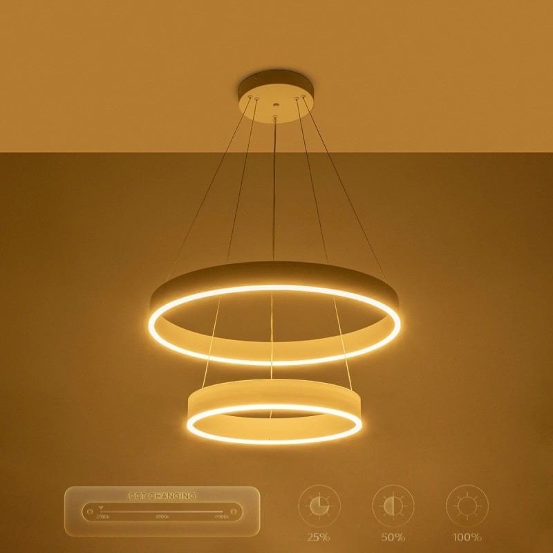 kelvo® VENOM 61186-DECO Μοντέρνο Κρεμαστό Φωτιστικό Οροφής LED 75W 8818lm 120° AC 220-240V IP20 Ρυθμιζόμενο Λευκό CCT με Χειριστήριο από 2700K έως 6000K Dimmable - Lumileds SMD Chip - Λευκό Ματ - Μ60 x Π60 x Υ40cm - 3 Χρόνια Εγγύηση