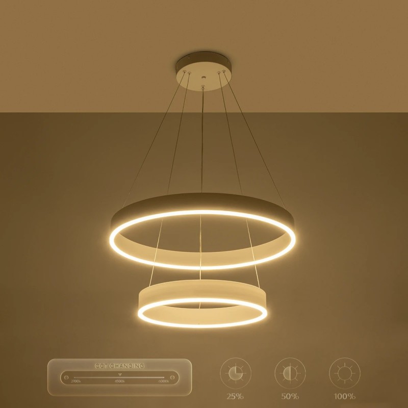 kelvo® VENOM 61186-DECO Μοντέρνο Κρεμαστό Φωτιστικό Οροφής LED 75W 8818lm 120° AC 220-240V IP20 Ρυθμιζόμενο Λευκό CCT με Χειριστήριο από 2700K έως 6000K Dimmable - Lumileds SMD Chip - Λευκό Ματ - Μ60 x Π60 x Υ40cm - 3 Χρόνια Εγγύηση