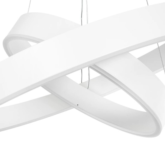 kelvo® VENOM 61186-DECO Μοντέρνο Κρεμαστό Φωτιστικό Οροφής LED 75W 8818lm 120° AC 220-240V IP20 Ρυθμιζόμενο Λευκό CCT με Χειριστήριο από 2700K έως 6000K Dimmable - Lumileds SMD Chip - Λευκό Ματ - Μ60 x Π60 x Υ40cm - 3 Χρόνια Εγγύηση