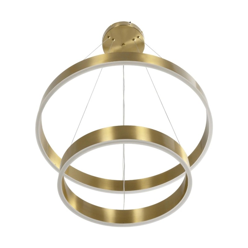 kelvo® VENOM 61187 Μοντέρνο Κρεμαστό Φωτιστικό Οροφής LED 75W 8818lm 120° AC 220-240V IP20 Ρυθμιζόμενο Λευκό CCT με Χειριστήριο από 2700K έως 6000K Dimmable - Lumileds SMD Chip - Χρυσό Βούρτσας - Μ60 x Π60 x Υ40cm - 3 Χρόνια Εγγύηση