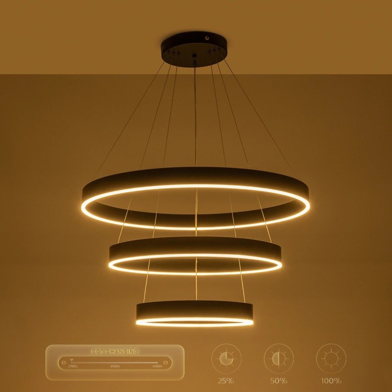 kelvo® VENOM 61188-DECO Μοντέρνο Κρεμαστό Φωτιστικό Οροφής LED 120W 14158lm 120° AC 220-240V IP20 Ρυθμιζόμενο Λευκό CCT με Χειριστήριο από 2700K έως 6000K Dimmable - Lumileds SMD Chip - Μαύρο Ματ - Μ80 x Π80 x Υ60cm - 3 Χρόνια Εγγύηση