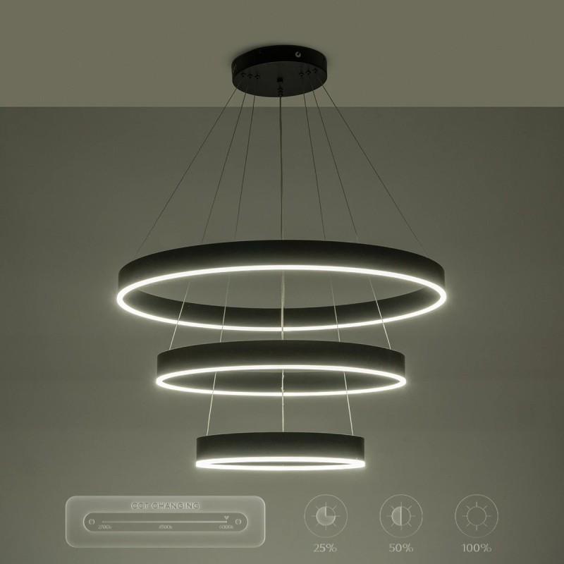 kelvo® VENOM 61188-DECO Μοντέρνο Κρεμαστό Φωτιστικό Οροφής LED 120W 14158lm 120° AC 220-240V IP20 Ρυθμιζόμενο Λευκό CCT με Χειριστήριο από 2700K έως 6000K Dimmable - Lumileds SMD Chip - Μαύρο Ματ - Μ80 x Π80 x Υ60cm - 3 Χρόνια Εγγύηση