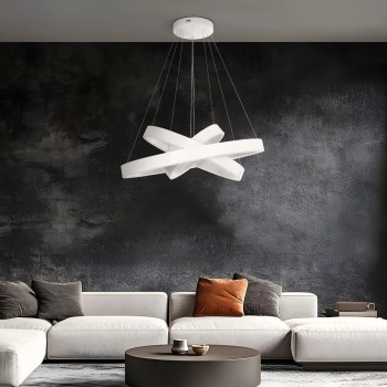 kelvo® VENOM 61189-DECO Μοντέρνο Κρεμαστό Φωτιστικό Οροφής LED 120W 14158lm 120° AC 220-240V IP20 Ρυθμιζόμενο Λευκό CCT με Χειριστήριο από 2700K έως 6000K Dimmable - Lumileds SMD Chip - Λευκό Ματ - Μ80 x Π80 x Υ60cm - 3 Χρόνια Εγγύηση