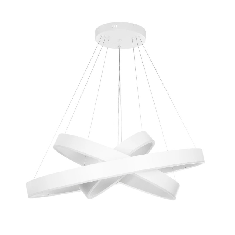 kelvo® VENOM 61189 Μοντέρνο Κρεμαστό Φωτιστικό Οροφής LED 120W 14158lm 120° AC 220-240V IP20 Ρυθμιζόμενο Λευκό CCT με Χειριστήριο από 2700K έως 6000K Dimmable - Lumileds SMD Chip - Λευκό Ματ - Μ80 x Π80 x Υ60cm - 3 Χρόνια Εγγύηση