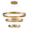 GloboStar® VENOM TRIO 61190 Κρεμαστό Φωτιστικό Δαχτυλίδι-Κύκλος LED CCT 120W 14158lm 120° AC 220-240V - Εναλλαγή Φωτισμού μέσω Τηλεχειριστηρίου All In One Ψυχρό 6000K+Φυσικό 4500K+Θερμό 2700K Dimmable Φ40+60+80cm - Χρυσό Βούρτσας - 3 Years Warranty
