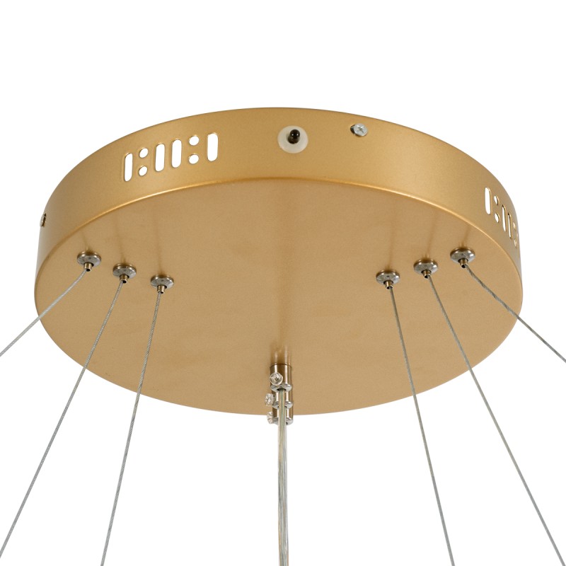 GloboStar® VENOM TRIO 61190 Κρεμαστό Φωτιστικό Δαχτυλίδι-Κύκλος LED CCT 120W 14158lm 120° AC 220-240V - Εναλλαγή Φωτισμού μέσω Τηλεχειριστηρίου All In One Ψυχρό 6000K+Φυσικό 4500K+Θερμό 2700K Dimmable Φ40+60+80cm - Χρυσό Βούρτσας - 3 Years Warranty