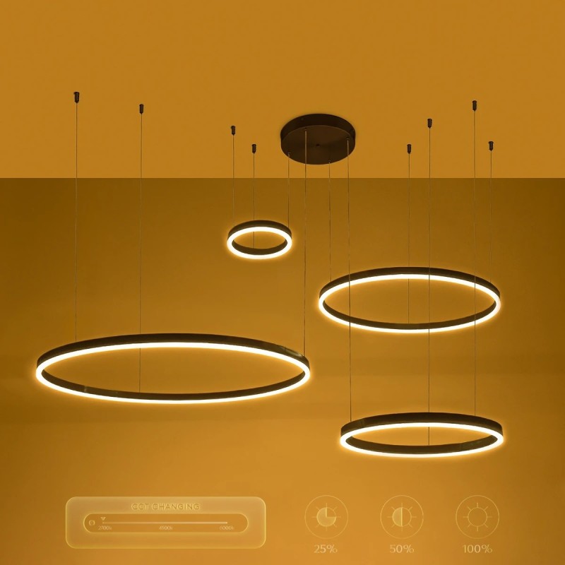 kelvo® VENOM 61191 Μοντέρνο Κρεμαστό Φωτιστικό Οροφής LED 150W 17659lm 120° AC 220-240V IP20 Ρυθμιζόμενο Λευκό CCT με Χειριστήριο από 2700K έως 6000K Dimmable - Lumileds SMD Chip - Μαύρο Ματ - Μ150 x Π90 x Υ60cm - 3 Χρόνια Εγγύηση