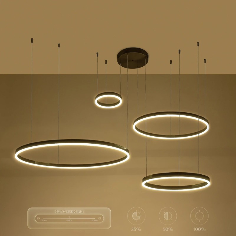 kelvo® VENOM 61191 Μοντέρνο Κρεμαστό Φωτιστικό Οροφής LED 150W 17659lm 120° AC 220-240V IP20 Ρυθμιζόμενο Λευκό CCT με Χειριστήριο από 2700K έως 6000K Dimmable - Lumileds SMD Chip - Μαύρο Ματ - Μ150 x Π90 x Υ60cm - 3 Χρόνια Εγγύηση