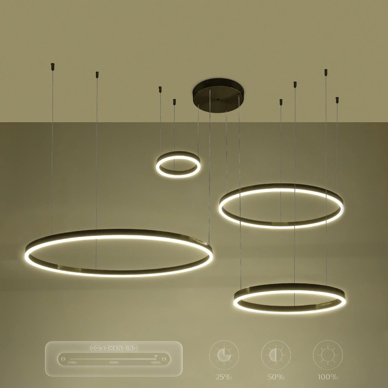 kelvo® VENOM 61191 Μοντέρνο Κρεμαστό Φωτιστικό Οροφής LED 150W 17659lm 120° AC 220-240V IP20 Ρυθμιζόμενο Λευκό CCT με Χειριστήριο από 2700K έως 6000K Dimmable - Lumileds SMD Chip - Μαύρο Ματ - Μ150 x Π90 x Υ60cm - 3 Χρόνια Εγγύηση