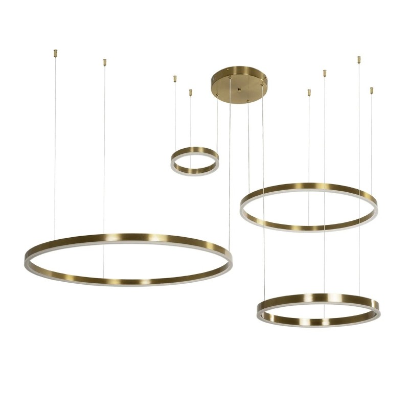 kelvo® VENOM 61193 Μοντέρνο Κρεμαστό Φωτιστικό Οροφής LED 150W 17659lm 120° AC 220-240V IP20 Ρυθμιζόμενο Λευκό CCT με Χειριστήριο από 2700K έως 6000K Dimmable - Lumileds SMD Chip - Χρυσό Βούρτσας - Μ150 x Π90 x Υ60cm - 3 Χρόνια Εγγύηση