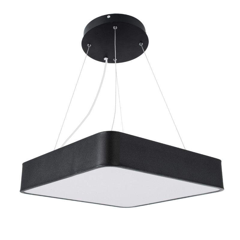 GloboStar® KAMALA 61206-P Κρεμαστή Πλαφονιέρα Οροφής LED CCT 67W 7370lm 120° AC 220-240V - Εναλλαγή Φωτισμού μέσω Τηλεχειριστηρίου All In One Ψυχρό 6000k+Φυσικό 4500k+Θερμό 2700k Dimmable Μ40 x Π40 x Υ8cm- Μαύρο - 3 Years Warranty