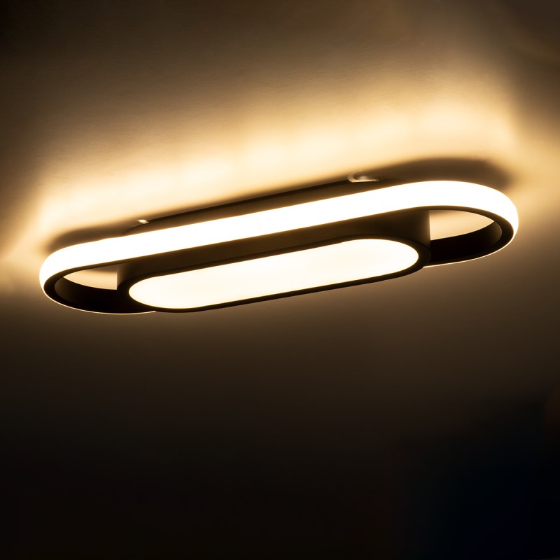 GloboStar® IGOR 61216 Φωτιστικό Οροφής Linear Design LED CCT 24W 2880lm 210° AC 220-240V - Εναλλαγή Φωτισμού μέσω Διακόπτη On/Off All In One Ψυχρό 6000k+Φυσικό 4500k+Θερμό 2700k Μ41 x Π13 x Υ4.5cm - Μαύρο - 3 Years Warranty