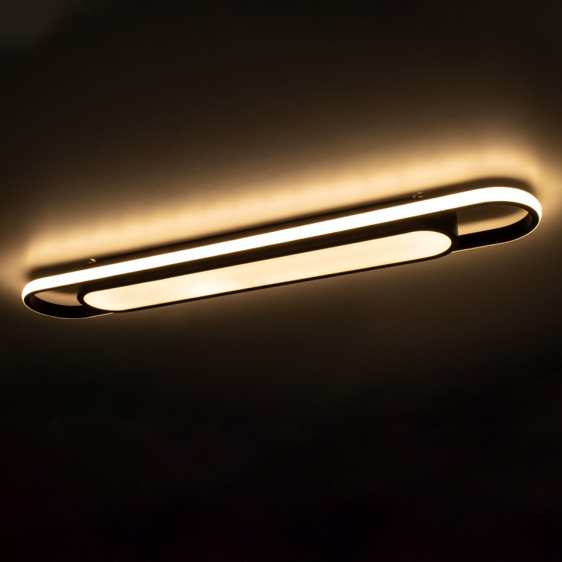 GloboStar® IGOR 61218 Φωτιστικό Οροφής Linear Design LED CCT 48W 5760lm 210° AC 220-240V - Εναλλαγή Φωτισμού μέσω Διακόπτη On/Off All In One Ψυχρό 6000k+Φυσικό 4500k+Θερμό 2700k Μ81 x Π13 x Υ4.5cm - Μαύρο - 3 Years Warranty