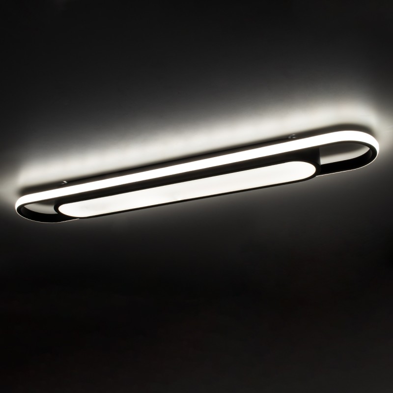 GloboStar® IGOR 61218 Φωτιστικό Οροφής Linear Design LED CCT 48W 5760lm 210° AC 220-240V - Εναλλαγή Φωτισμού μέσω Διακόπτη On/Off All In One Ψυχρό 6000k+Φυσικό 4500k+Θερμό 2700k Μ81 x Π13 x Υ4.5cm - Μαύρο - 3 Years Warranty